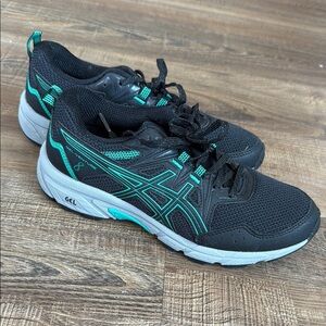 Asics Black and Teal Athletic Sneakers